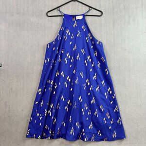 Everly Navy Blue Gold Fleck Racerback Above The Knee Spring Womens Sz S Dress